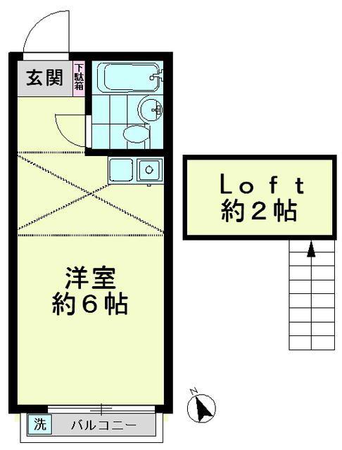 ハビタ世田谷(ワンルーム/2階)の間取り写真