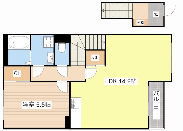 グレースほしかB棟(1LDK/2階)の間取り写真