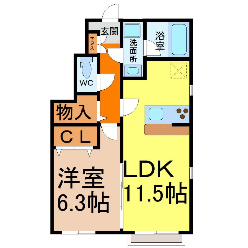 CRECER(1LDK/1階)の間取り写真