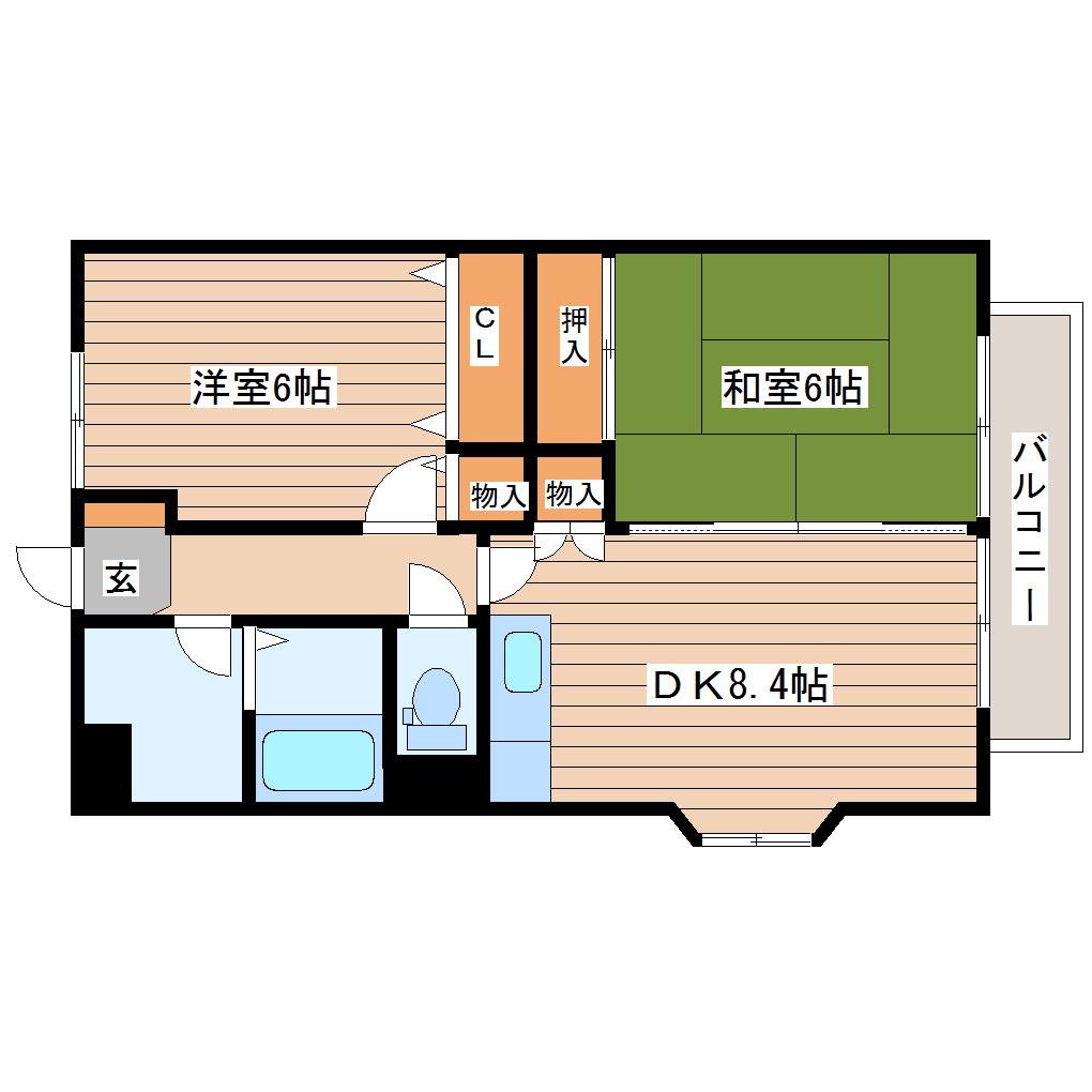 サイレントハウスA(2DK/1階)の間取り写真