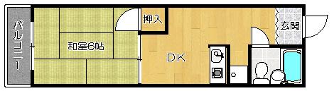 第2シャルマン四條畷(1DK/2階)の間取り写真