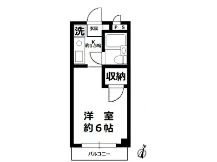 トモエレジデンス北野(1K/2階)の間取り写真