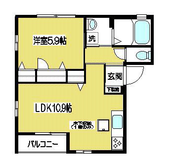 フ・ミールD(1LDK/1階)の間取り写真