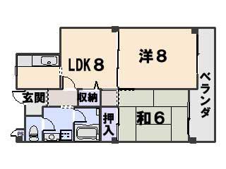 ガーデンプレイス寺岡(2LDK/2階)の間取り写真