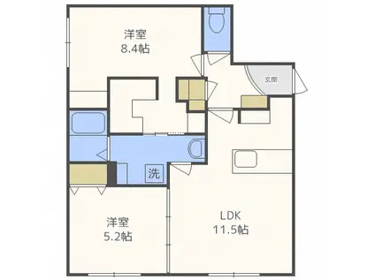 RESTS ON 琴似(2LDK/4階)の間取り写真