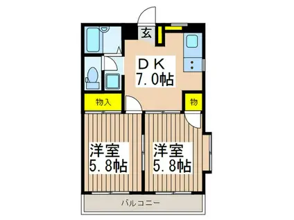 三陽マンション(2DK/2階)の間取り写真