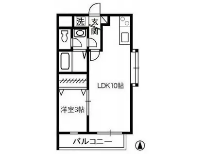 日ノ出町マンション(1LDK/4階)の間取り写真