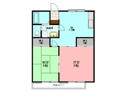 スズランSO(2DK/1階)の間取り写真