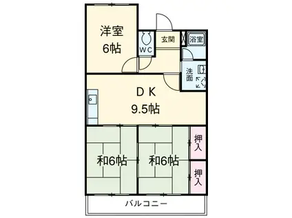 第一原田ビル(3LDK/2階)の間取り写真