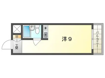 セゾン若松(ワンルーム/4階)の間取り写真