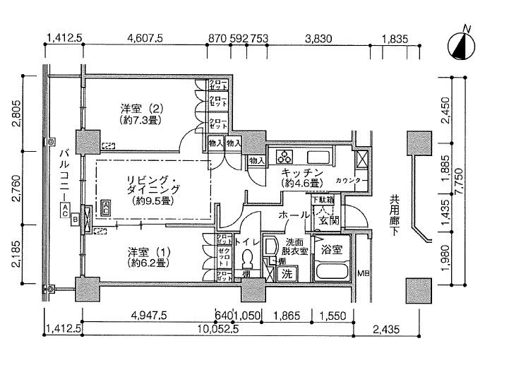 Jタワー西大井(2LDK/5階)の間取り写真