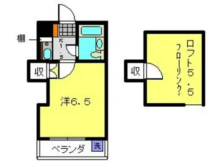 ブルーハイム駒岡(1K/3階)の間取り写真