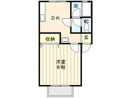 ピノキオC棟(1DK/1階)の間取り写真