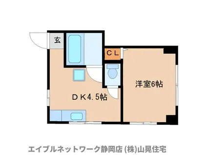 新富町野口ビル(1DK/2階)の間取り写真