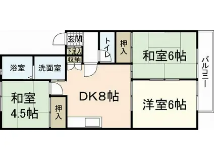 ファミール隅田B棟(3DK/1階)の間取り写真