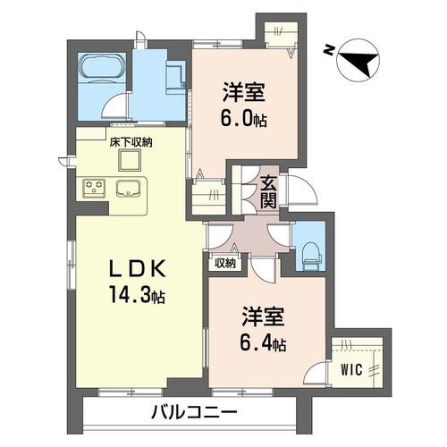コモコート(2LDK/1階)の間取り写真