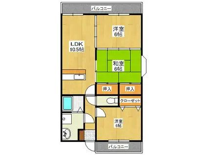 ビュースカイ(3LDK/3階)の間取り写真