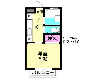 コーポウィング(1K/2階)の間取り写真