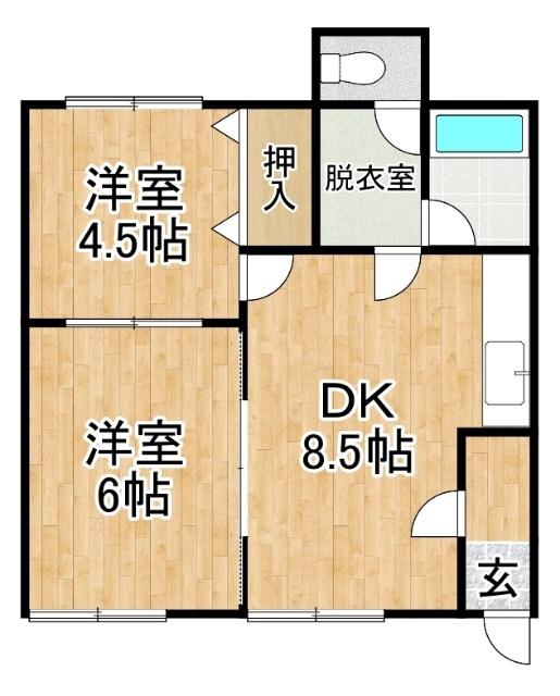 ハイツニュータウンB(2DK/2階)の間取り写真