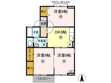 メゾン・パークス C(3DK/2階)の間取り写真