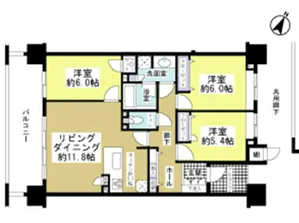 ディークラディア豊田II(3LDK/4階)の間取り写真