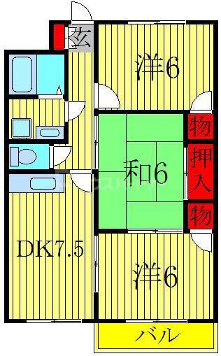 第1パークマンション西原(3DK/3階)の間取り写真