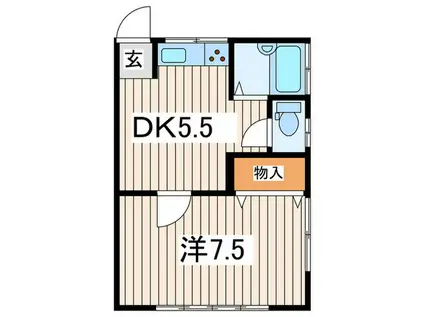 黒坂アパ-ト(1DK/2階)の間取り写真