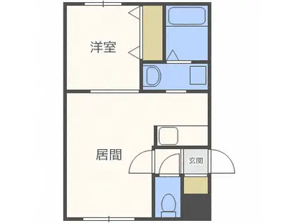 アール宮の沢(1LDK/1階)の間取り写真