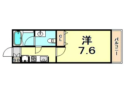 インベスト神戸エアフロント(1K/4階)の間取り写真
