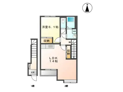 グランシャリオII(1LDK/2階)の間取り写真