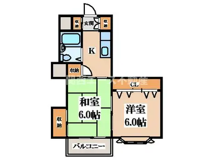 グロースハイツ忍ヶ丘II(2K/3階)の間取り写真