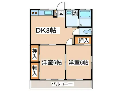 新倉ハイツ(2DK/2階)の間取り写真