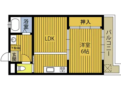 コーポ宮成(2K/2階)の間取り写真
