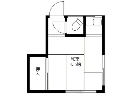 山本荘(ワンルーム/2階)の間取り写真