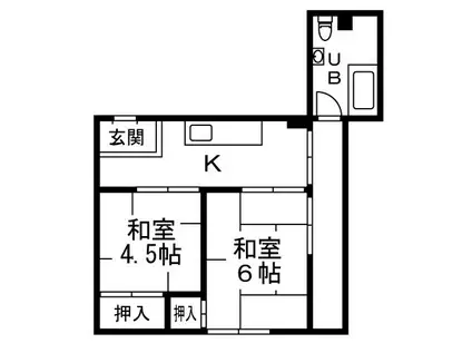 西中洲第2ビル(2DK/4階)の間取り写真