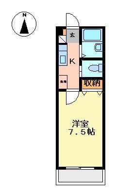 アプローズ(1K/4階)の間取り写真