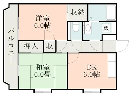 エスペランサ田上(2DK/3階)の間取り写真