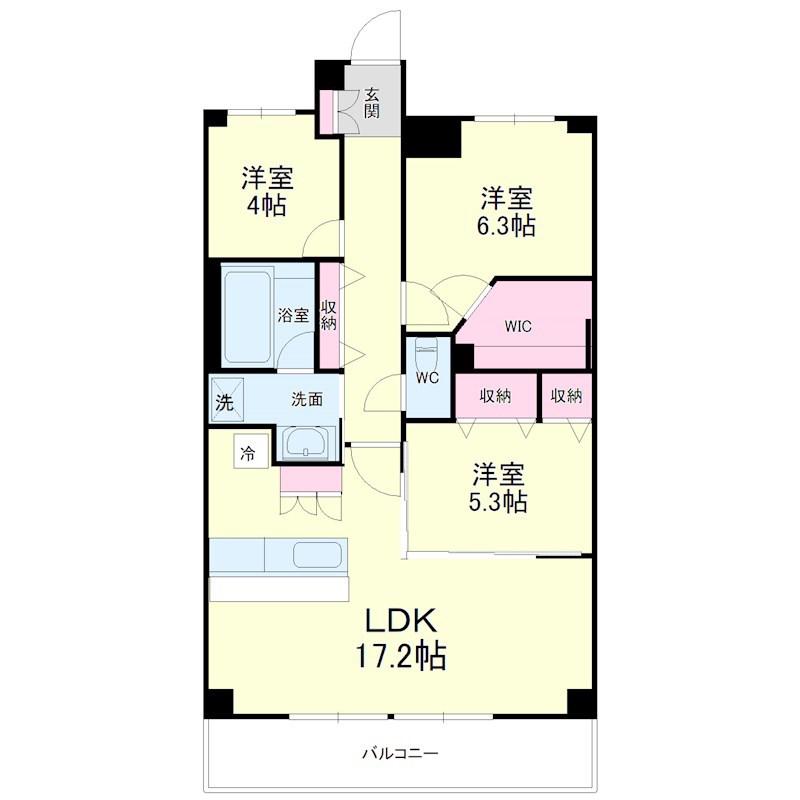 クラウドクレスト栄町(3LDK/7階)の間取り写真