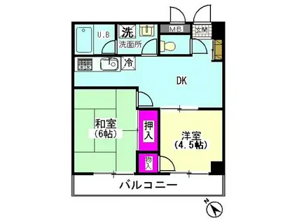 メゾンクレール(2DK/4階)の間取り写真