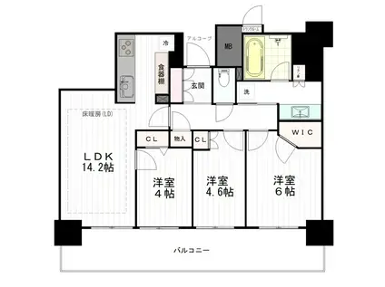 パークタワーあすと長町(3LDK/10階)の間取り写真