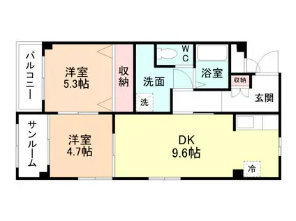 ネオサイトタカムラA棟(2DK/1階)の間取り写真