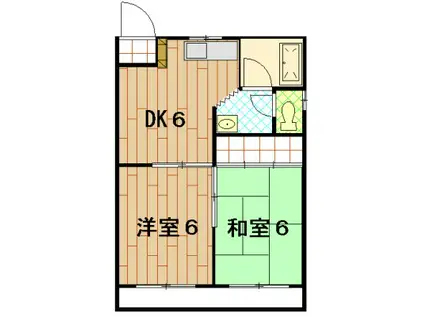 シャトー中川V(2DK/2階)の間取り写真