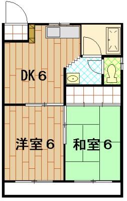 シャトー中川V(2DK/2階)の間取り写真
