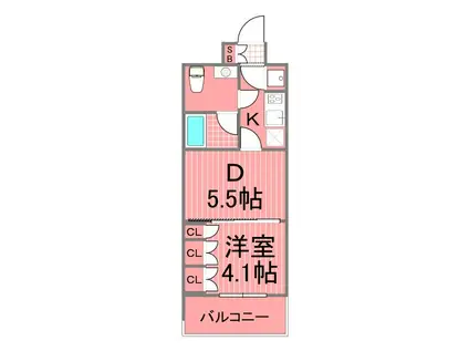 ラグジュアリーアパートメント横浜黄金町(1DK/4階)の間取り写真