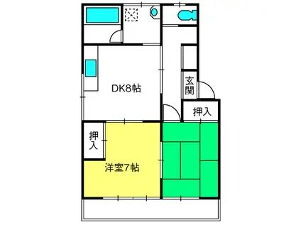 ふもと荘(2DK/2階)の間取り写真