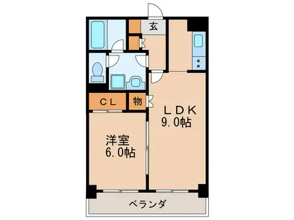 錦ハーモニービル(1LDK/8階)の間取り写真