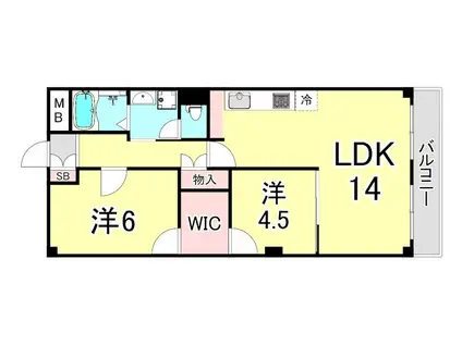 サンライフ熊野(2LDK/3階)の間取り写真