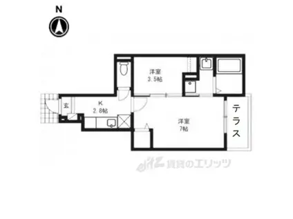 メルシーガーデン坂本(1K/1階)の間取り写真