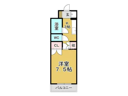 ロイヤルアニバーサリー八乙女I(1K/1階)の間取り写真