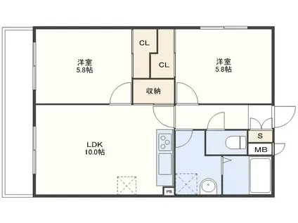 モアナベルコート(2LDK/1階)の間取り写真